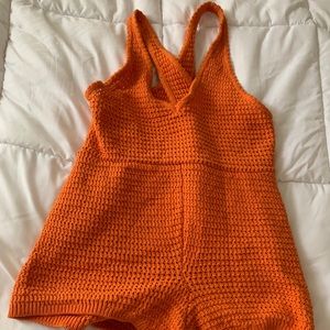 Free People Orange Beach Romper coverup
